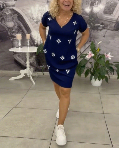 Stylish V-Neck Short Sleeve Dress