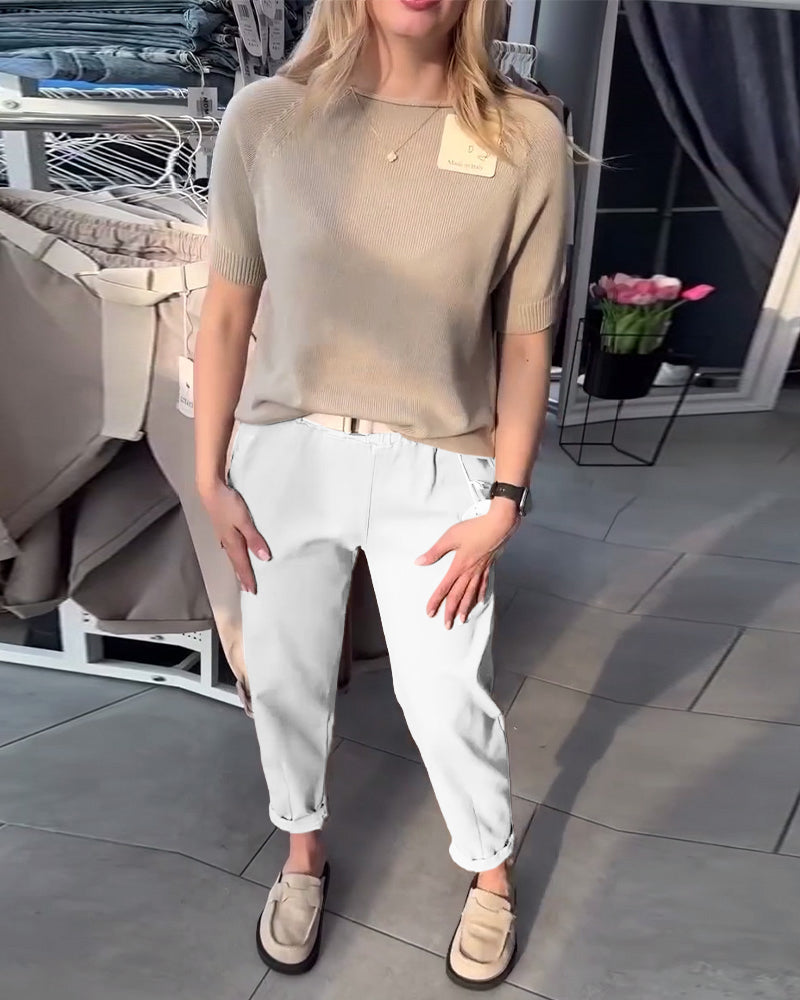 Solid Color Relaxed Straight Pants