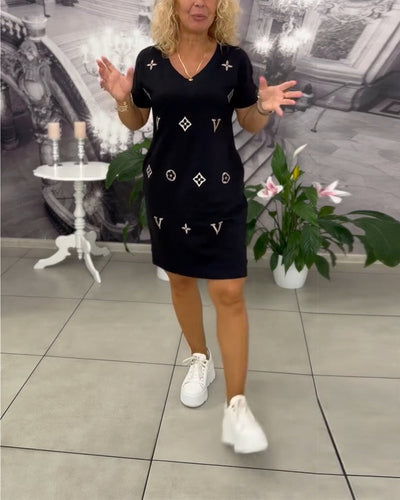 Stylish V-Neck Short Sleeve Dress