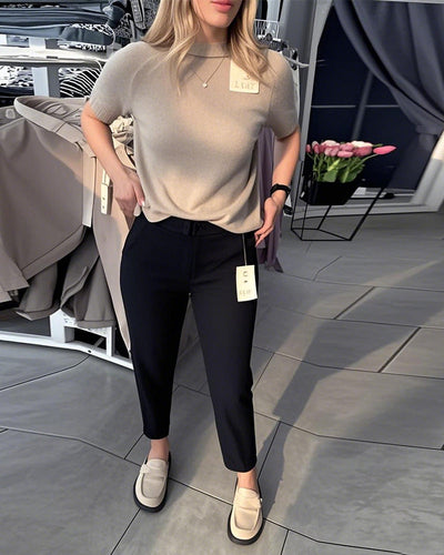 Solid Color Relaxed Straight Pants