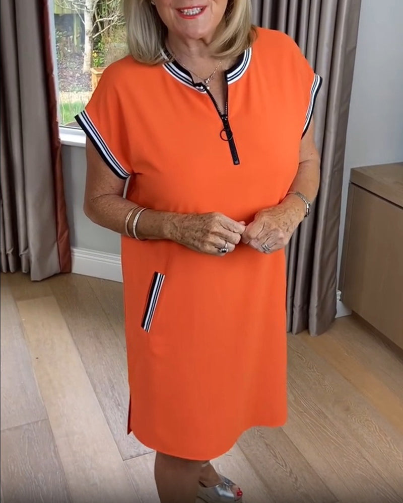 Half-Zip Contrast Color Sport Dress