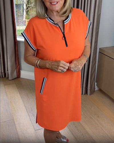 Half-Zip Contrast Color Sport Dress