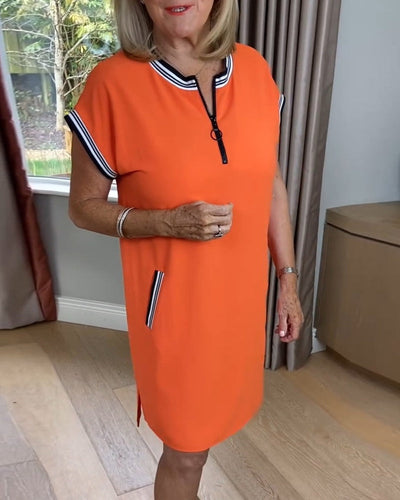 Half-Zip Contrast Color Sport Dress