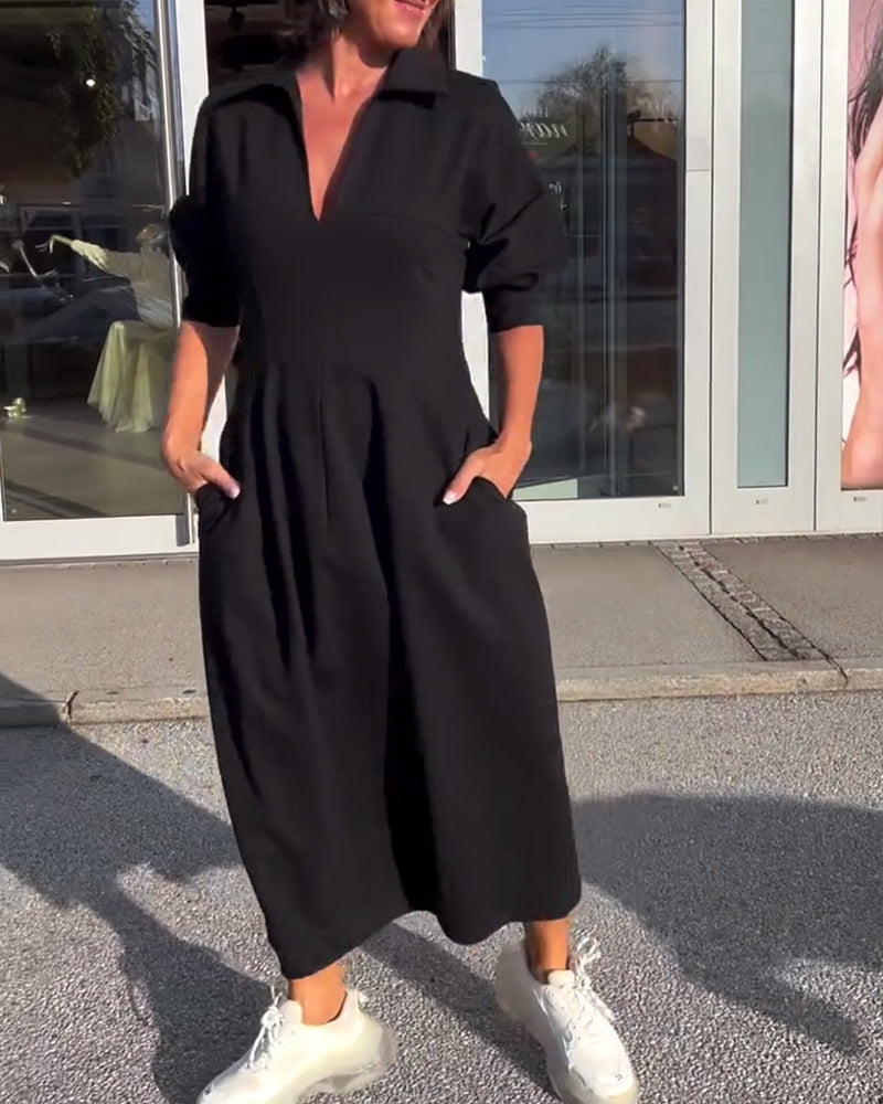 Casual dress with a solid color design