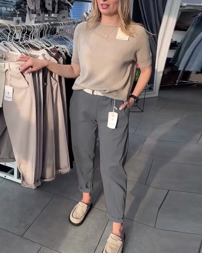 Solid Color Relaxed Straight Pants
