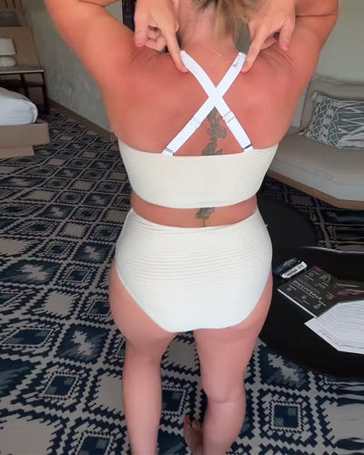 Casual Solid Color Triangle Bikini