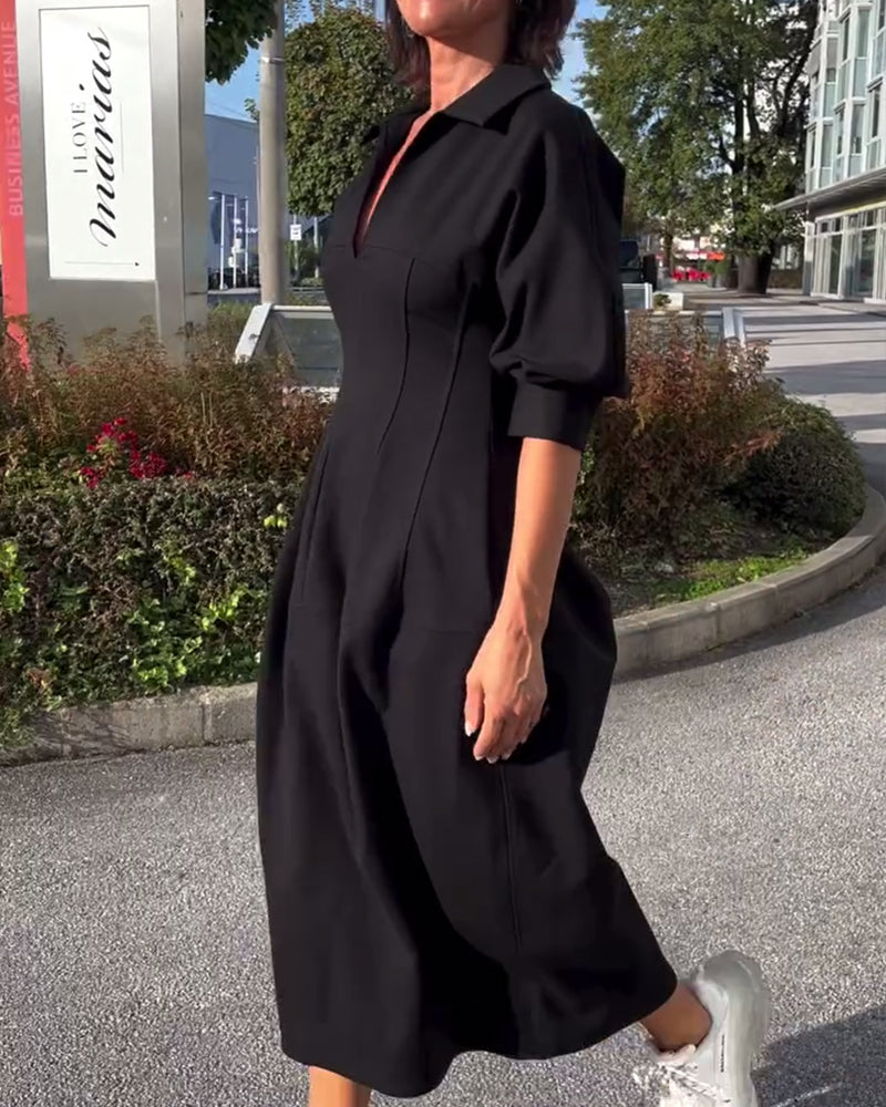 Casual dress with a solid color design