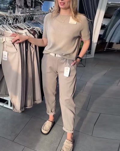Solid Color Relaxed Straight Pants