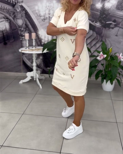 Stylish V-Neck Short Sleeve Dress