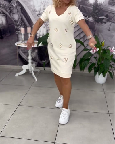Stylish V-Neck Short Sleeve Dress