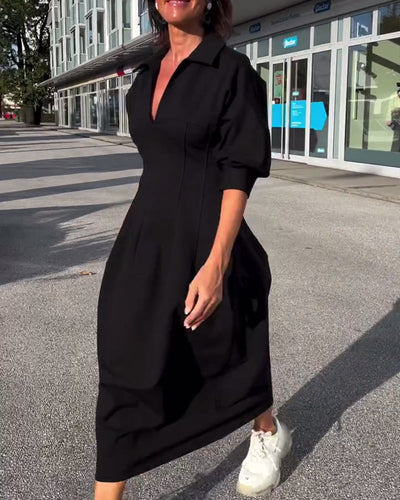 Casual dress with a solid color design