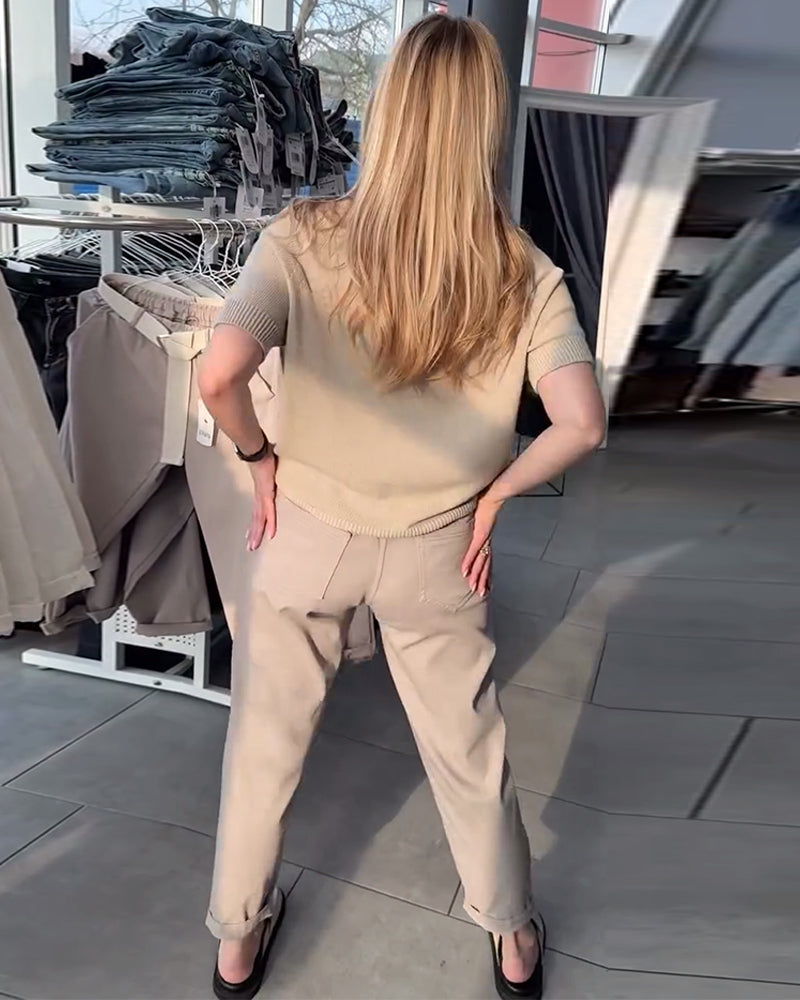 Solid Color Relaxed Straight Pants