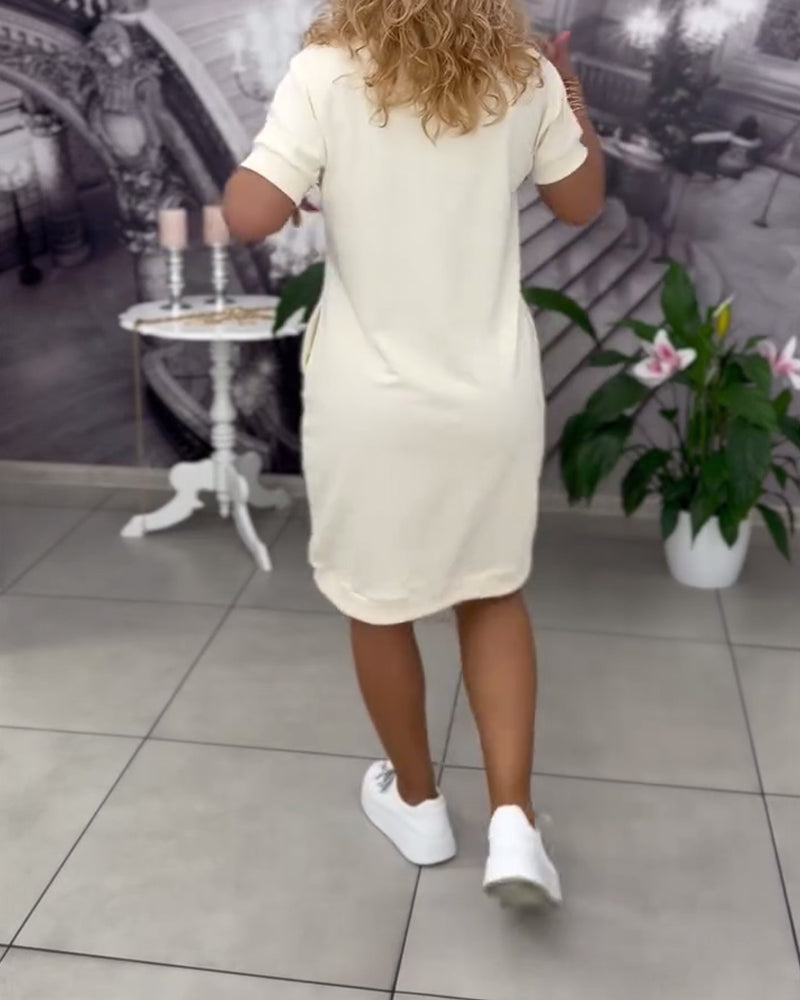 Stylish V-Neck Short Sleeve Dress
